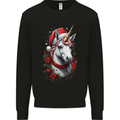 Christmas Unicorn Wreath Xmas Kids Sweatshirt Jumper Black