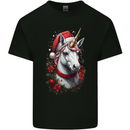 Christmas Unicorn Wreath Xmas Kids T-Shirt Childrens Black