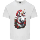 Christmas Unicorn Wreath Xmas Kids T-Shirt Childrens White