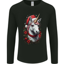 Christmas Unicorn Wreath Xmas Mens Long Sleeve T-Shirt Black