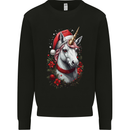 Christmas Unicorn Wreath Xmas Mens Sweatshirt Jumper Black