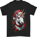 Christmas Unicorn Wreath Xmas Mens T-Shirt 100% Cotton Black