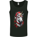 Christmas Unicorn Wreath Xmas Mens Vest Tank Top Black