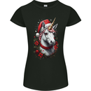Christmas Unicorn Wreath Xmas Womens Petite Cut T-Shirt Black
