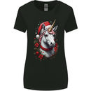 Christmas Unicorn Wreath Xmas Womens Wider Cut T-Shirt Black