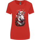 Christmas Unicorn Wreath Xmas Womens Wider Cut T-Shirt Red