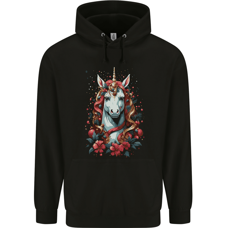 Christmas Unicorn Xmas Horse Childrens Kids Hoodie Black