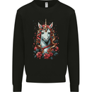 Christmas Unicorn Xmas Horse Kids Sweatshirt Jumper Black