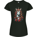 Christmas Unicorn Xmas Horse Womens Petite Cut T-Shirt Black