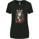Christmas Unicorn Xmas Horse Womens Wider Cut T-Shirt Black