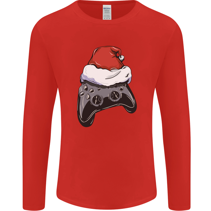 Christmas Video Game Controller Gaming Joypad Mens Long Sleeve T-Shirt Red