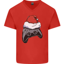 Christmas Video Game Controller Gaming Joypad Mens V-Neck Cotton T-Shirt Red