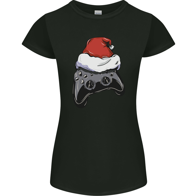 Christmas Video Game Controller Gaming Joypad Womens Petite Cut T-Shirt Black