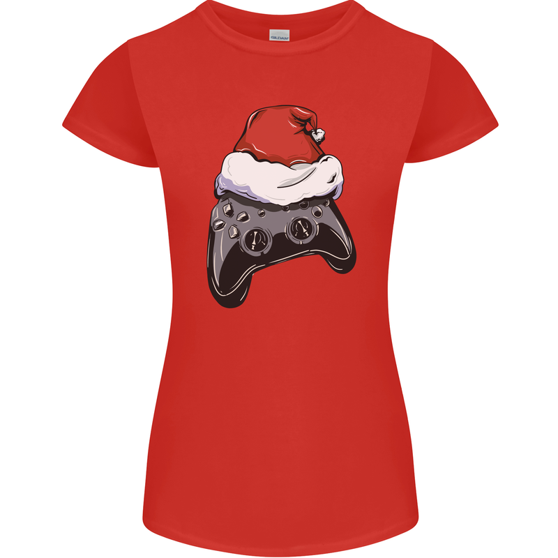 Christmas Video Game Controller Gaming Joypad Womens Petite Cut T-Shirt Red