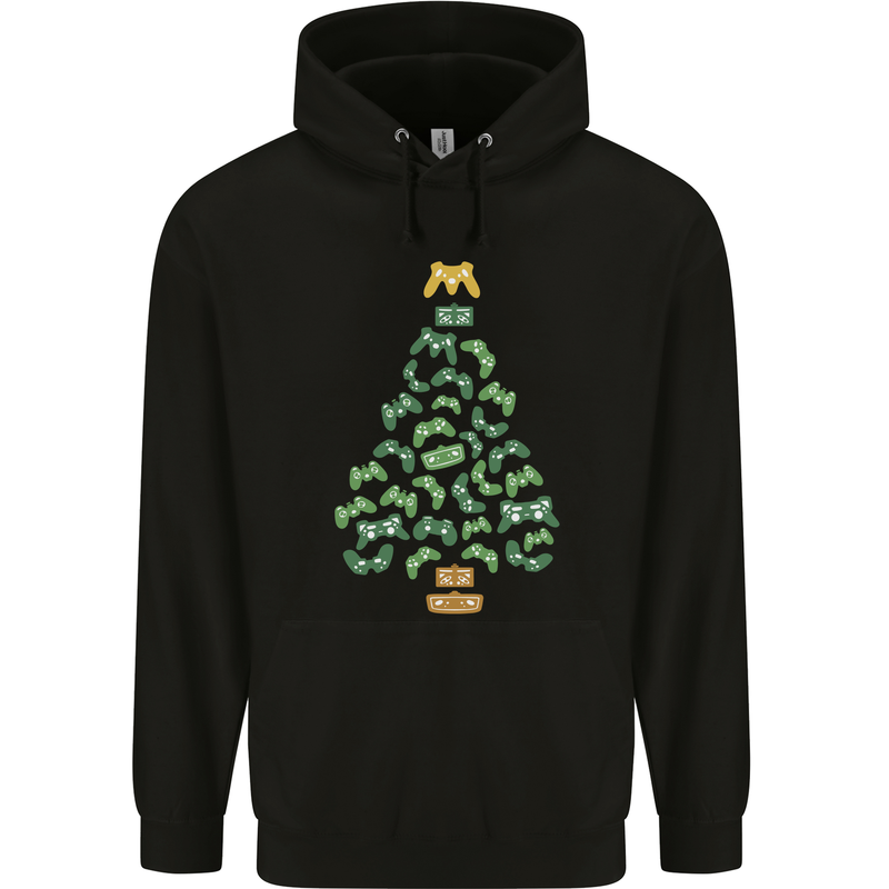 Christmas Video Game Controller Tree Joypad Xmas Childrens Kids Hoodie Black