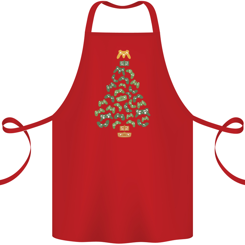 Christmas Video Game Controller Tree Joypad Xmas Cotton Apron 100% Organic Red