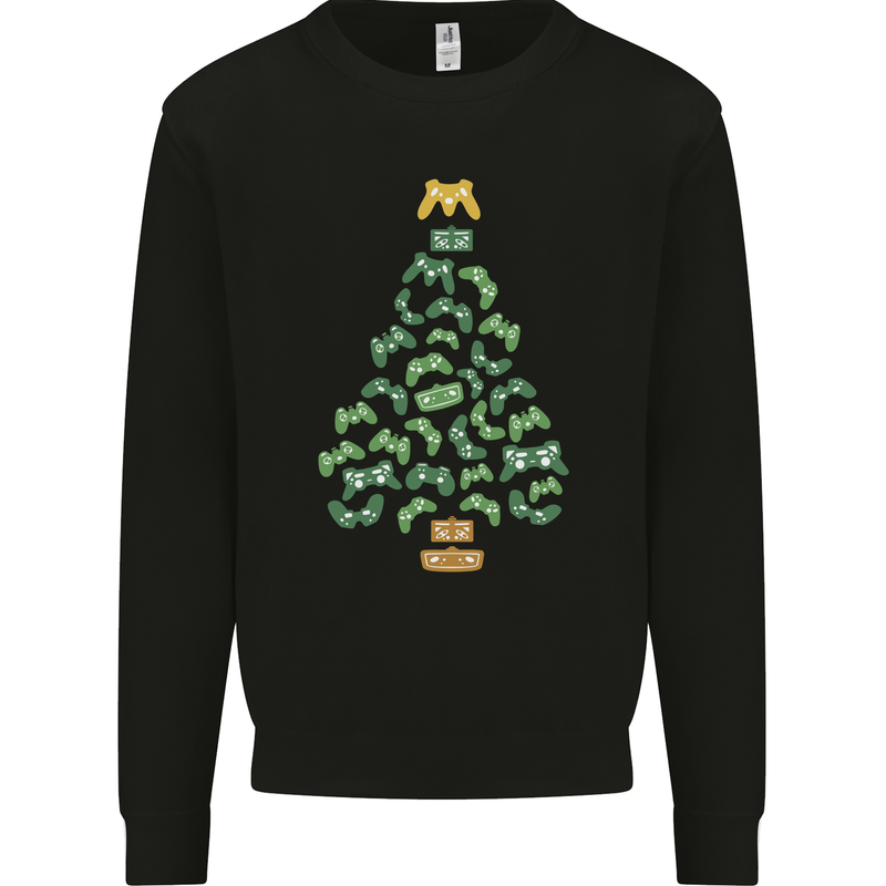 Christmas Video Game Controller Tree Joypad Xmas Mens Sweatshirt Jumper Black