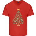 Christmas Video Game Controller Tree Joypad Xmas Mens V-Neck Cotton T-Shirt Red