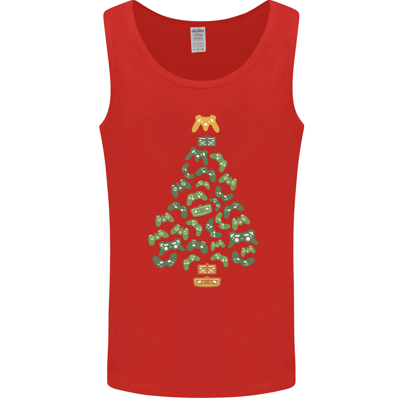 Christmas Video Game Controller Tree Joypad Xmas Mens Vest Tank Top Red