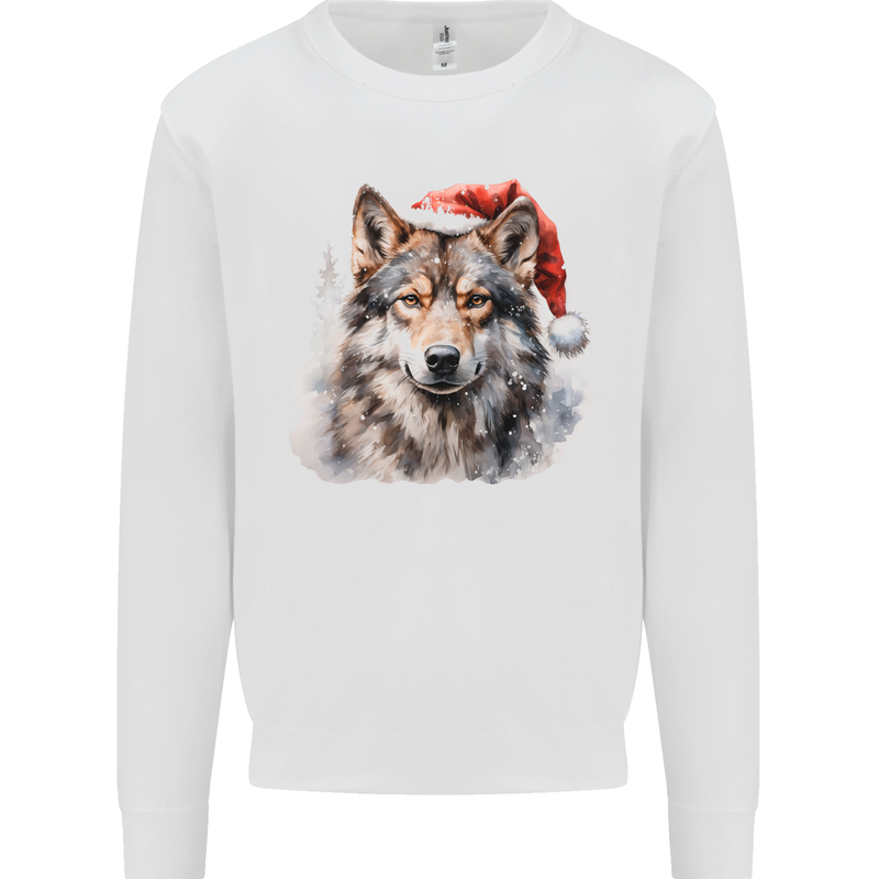 Christmas Wolf Kids Sweatshirt Jumper White