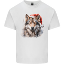Christmas Wolf Mens Cotton T-Shirt Tee Top White