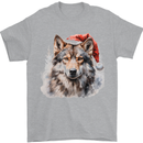 Christmas Wolf Mens T-Shirt 100% Cotton Sports Grey