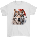 Christmas Wolf Mens T-Shirt 100% Cotton White