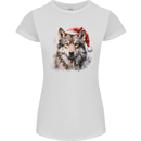 Christmas Wolf Womens Petite Cut T-Shirt White