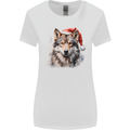 Christmas Wolf Womens Wider Cut T-Shirt White