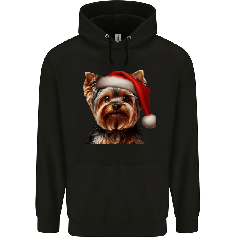 Christmas Yorkshire Terrier Dog Xmas Yorkie Childrens Kids Hoodie Black