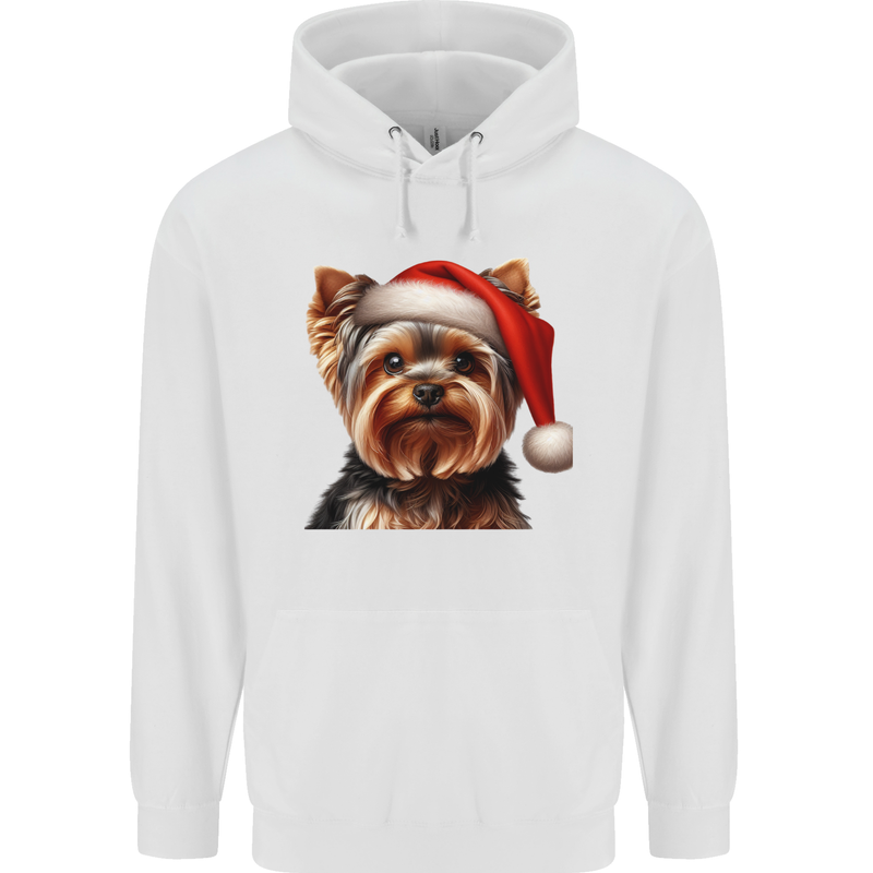 Christmas Yorkshire Terrier Dog Xmas Yorkie Childrens Kids Hoodie White