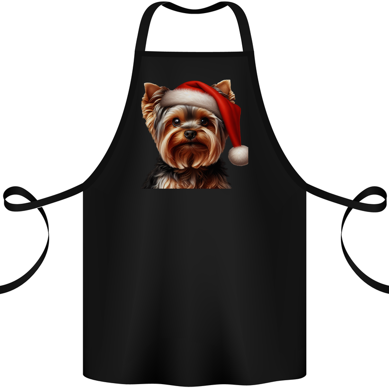 Christmas Yorkshire Terrier Dog Xmas Yorkie Cotton Apron 100% Organic Black