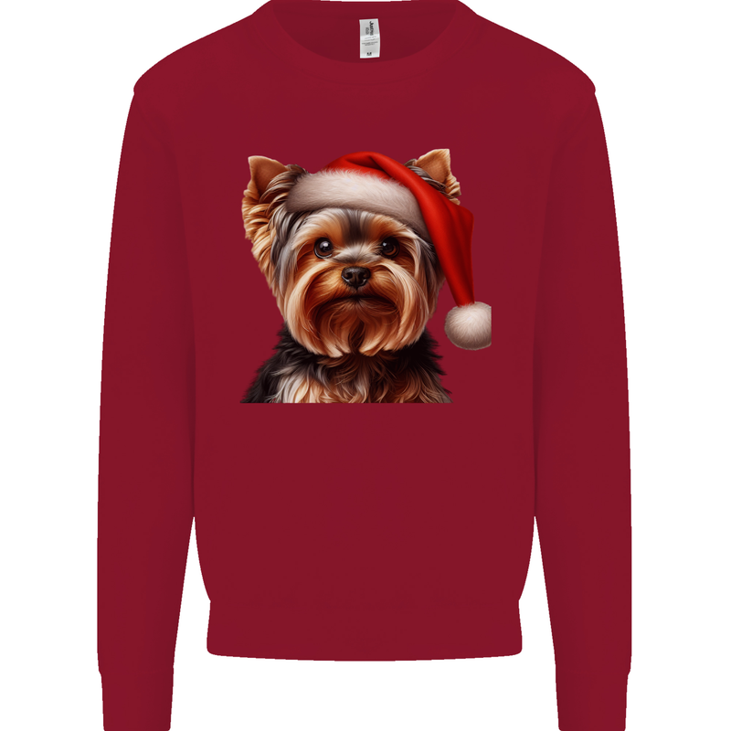 Christmas Yorkshire Terrier Dog Xmas Yorkie Kids Sweatshirt Jumper Red