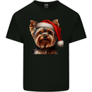 Christmas Yorkshire Terrier Dog Xmas Yorkie Mens Cotton T-Shirt Tee Top Black
