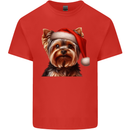 Christmas Yorkshire Terrier Dog Xmas Yorkie Mens Cotton T-Shirt Tee Top Red
