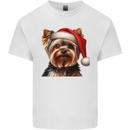 Christmas Yorkshire Terrier Dog Xmas Yorkie Mens Cotton T-Shirt Tee Top White