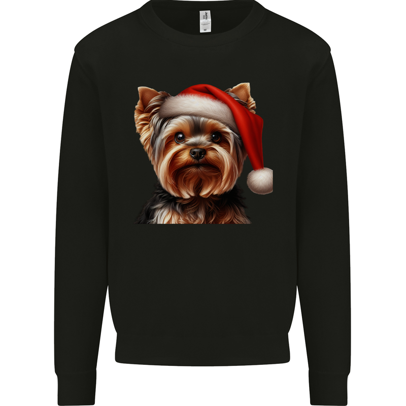 Christmas Yorkshire Terrier Dog Xmas Yorkie Mens Sweatshirt Jumper Black
