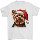 Christmas Yorkshire Terrier Dog Xmas Yorkie Mens T-Shirt 100% Cotton White