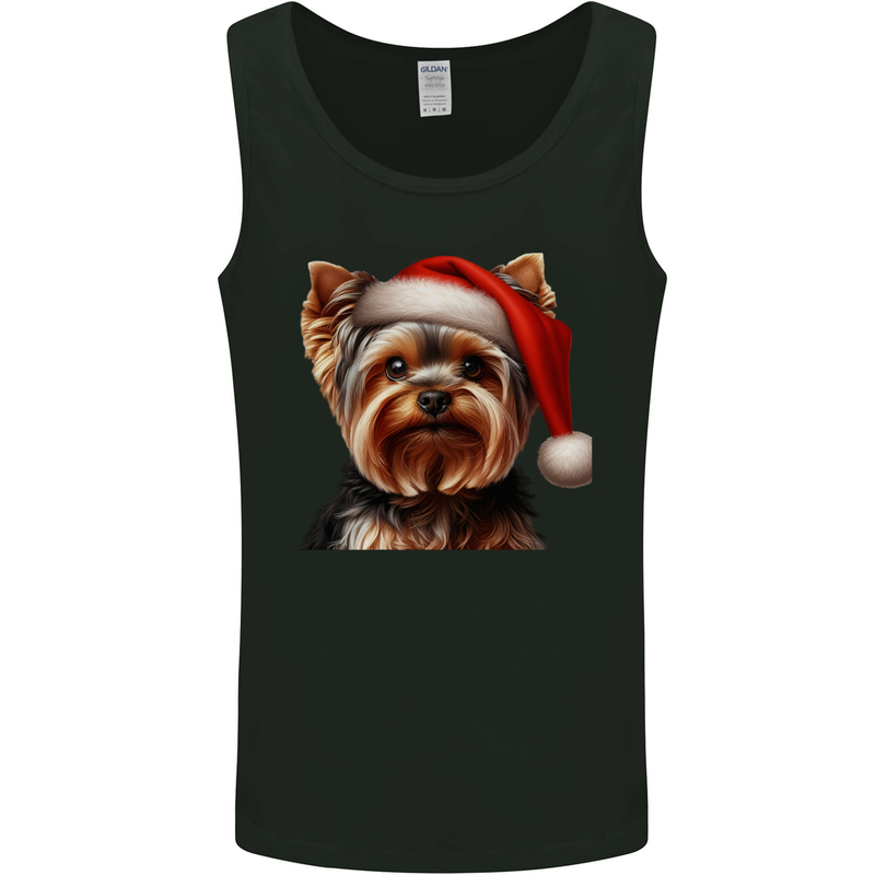 Christmas Yorkshire Terrier Dog Xmas Yorkie Mens Vest Tank Top Black