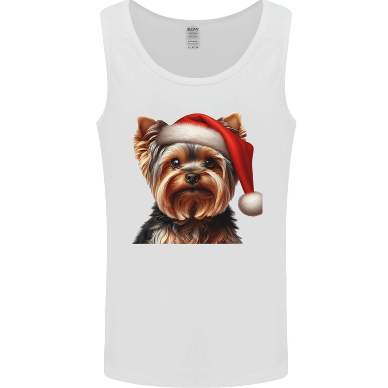 Christmas Yorkshire Terrier Dog Xmas Yorkie Mens Vest Tank Top White