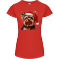 Christmas Yorkshire Terrier Dog Xmas Yorkie Womens Petite Cut T-Shirt Red