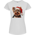 Christmas Yorkshire Terrier Dog Xmas Yorkie Womens Petite Cut T-Shirt White