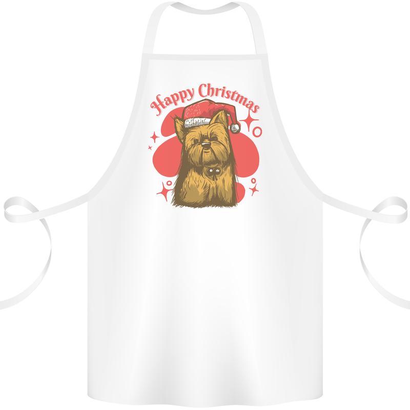 Christmas Yorkshire Terrier Xmas Yorkie Dog Cotton Apron 100% Organic White
