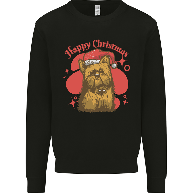 Christmas Yorkshire Terrier Xmas Yorkie Dog Kids Sweatshirt Jumper Black