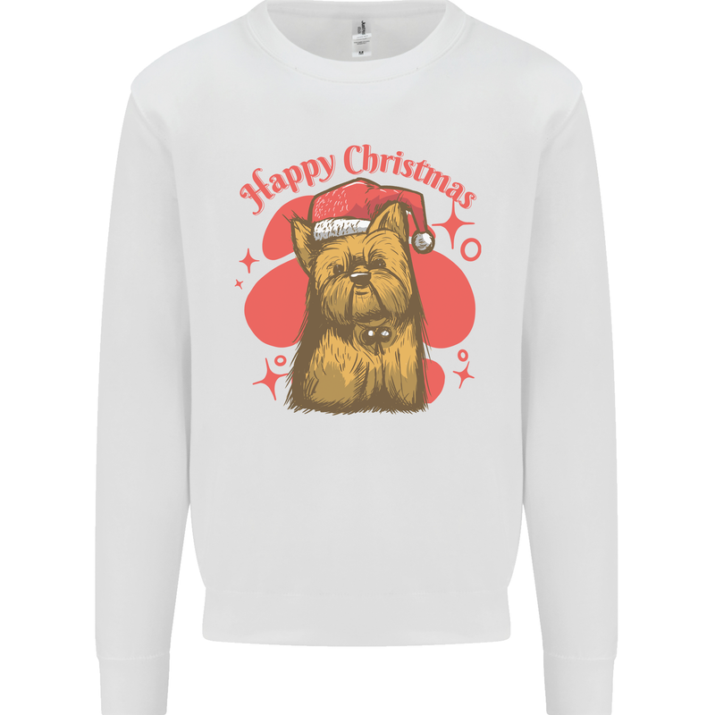 Christmas Yorkshire Terrier Xmas Yorkie Dog Kids Sweatshirt Jumper White