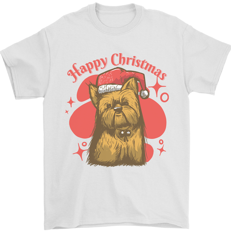Christmas Yorkshire Terrier Xmas Yorkie Dog Mens T-Shirt 100% Cotton White