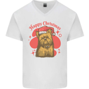 Christmas Yorkshire Terrier Xmas Yorkie Dog Mens V-Neck Cotton T-Shirt White