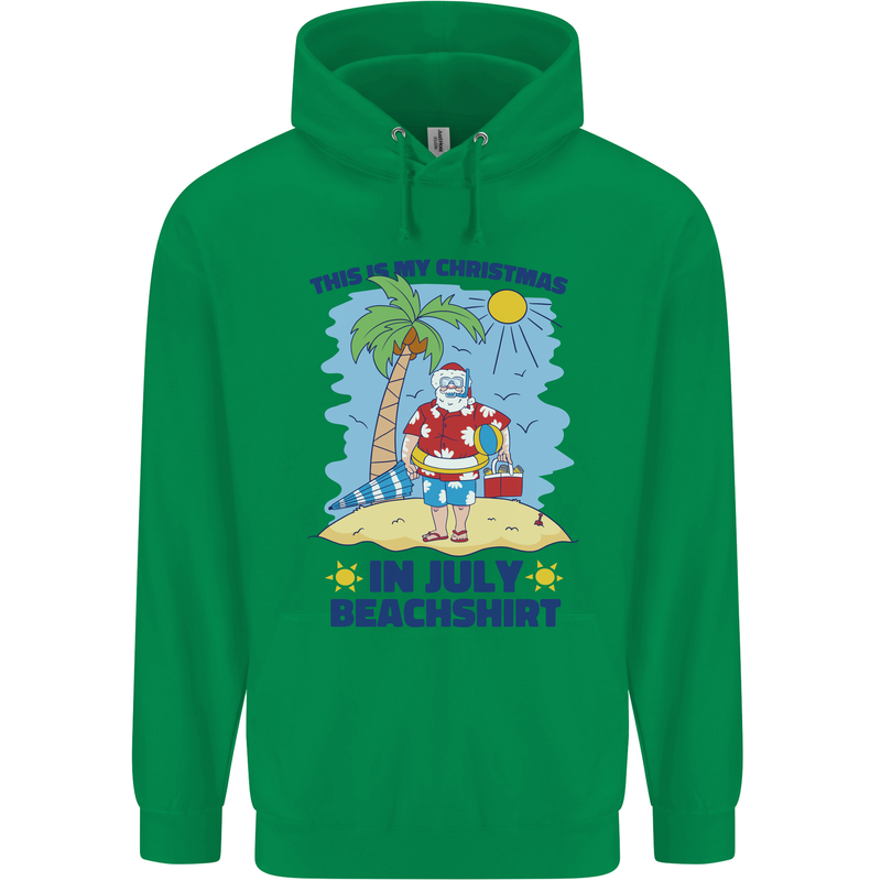 Christmas in July Summer Santa Clause Beach Childrens Kids Hoodie Irish Green