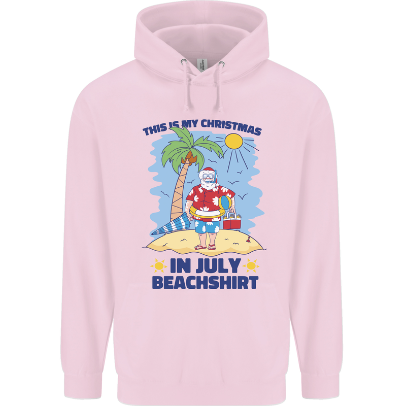 Christmas in July Summer Santa Clause Beach Childrens Kids Hoodie Light Pink