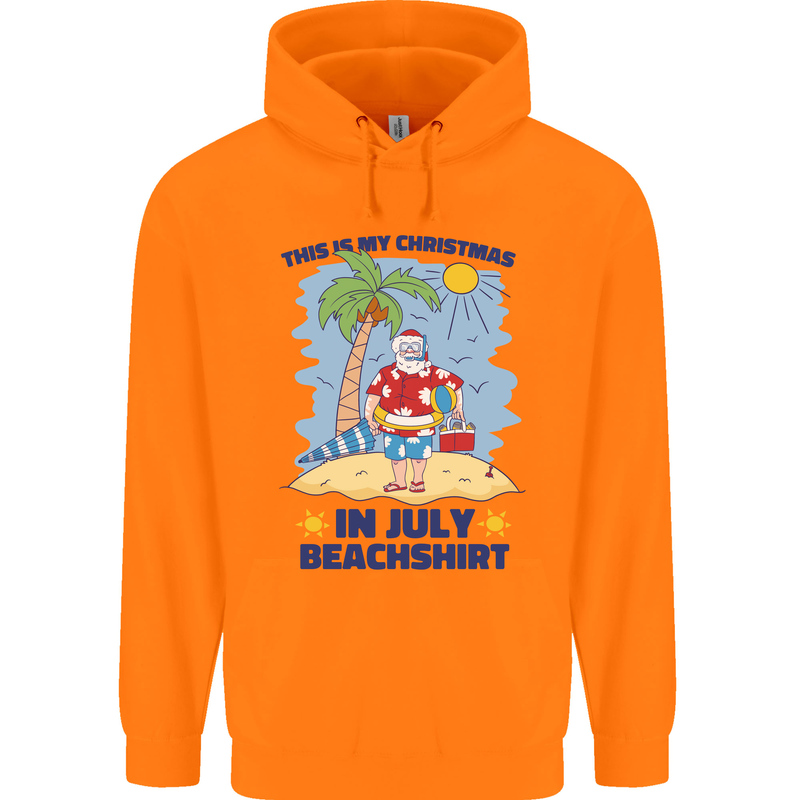 Christmas in July Summer Santa Clause Beach Childrens Kids Hoodie Orange